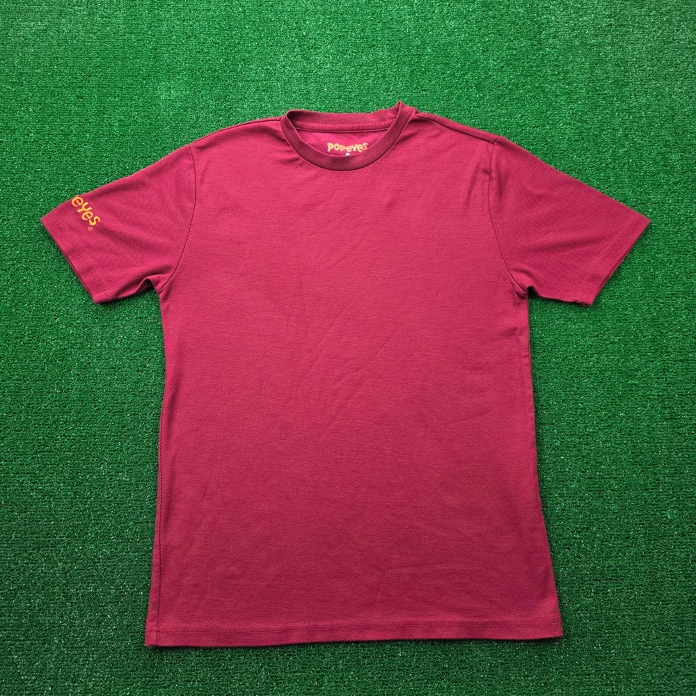 Popeyes Employee Crewneck Tshirt Unisex Small Maroon Uniform Work Wear